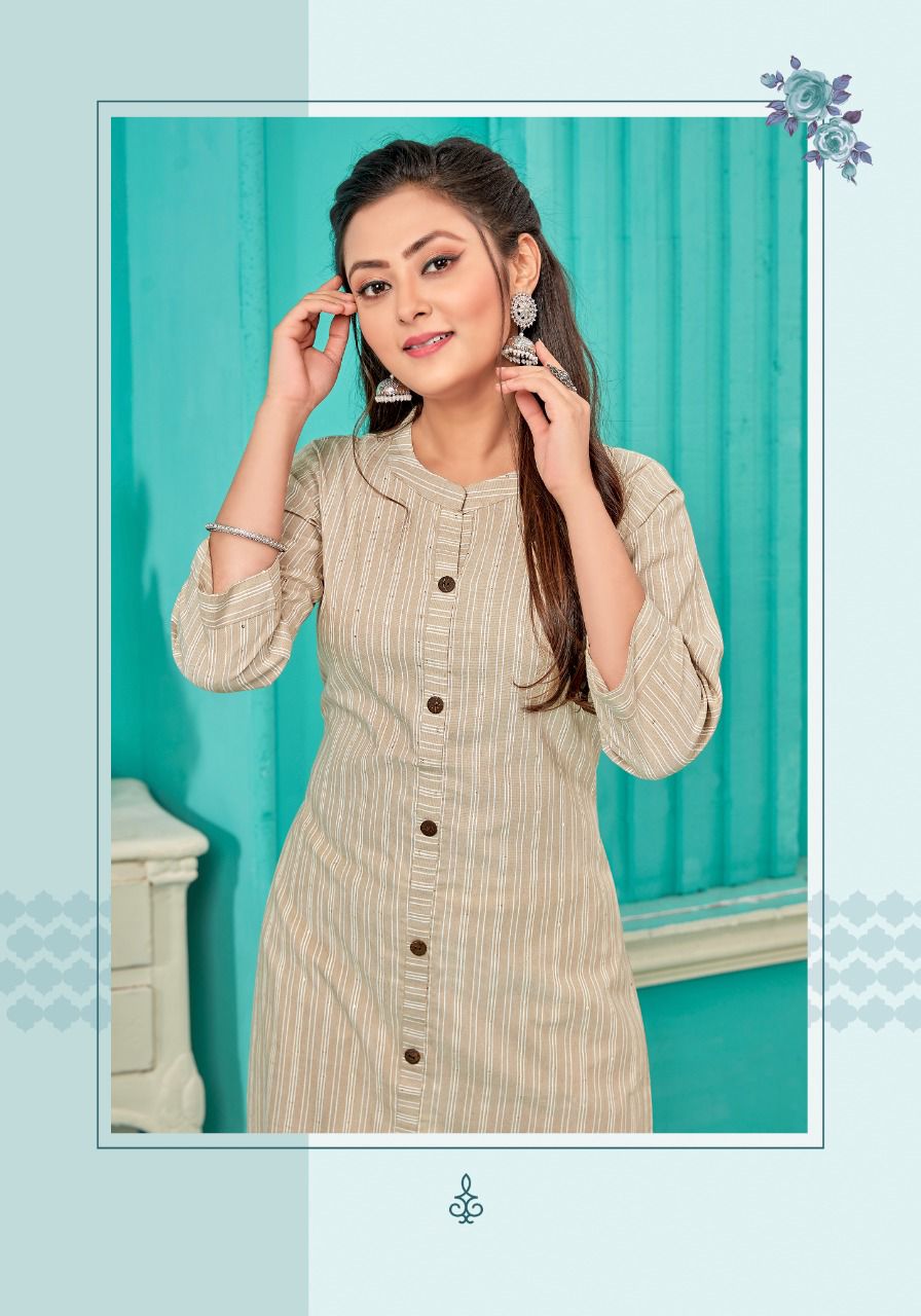 Larqi Sun Light 1 Fancy Wear Designer Cotton With Sequence Kurti Collection